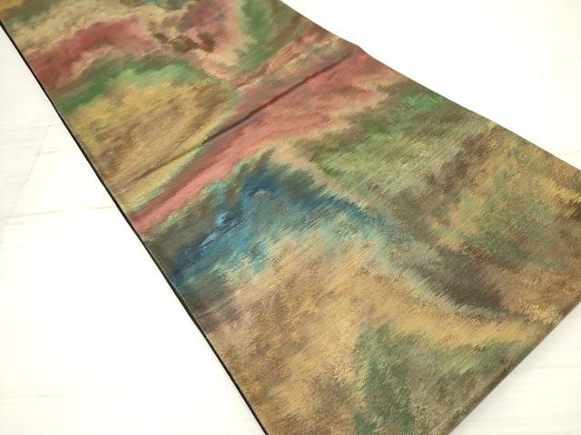 平和屋着物◎六通柄袋帯　霞文　正絹　逸品　DAAZ5963ea