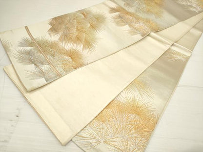 平和屋着物◎六通柄袋帯 若松 金銀糸 正絹 逸品 DAAZ5965ea