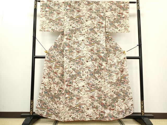 平和屋着物■上質な小紋 型染 風景文 松竹梅 正絹 逸品 DAAZ5977ea