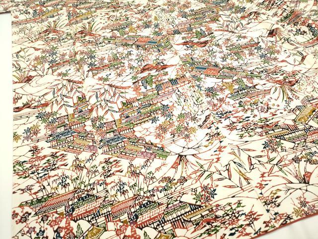 平和屋着物■上質な小紋 型染 風景文 松竹梅 正絹 逸品 DAAZ5977ea
