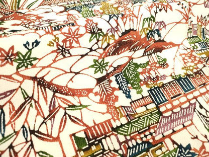 平和屋着物■上質な小紋 型染 風景文 松竹梅 正絹 逸品 DAAZ5977ea