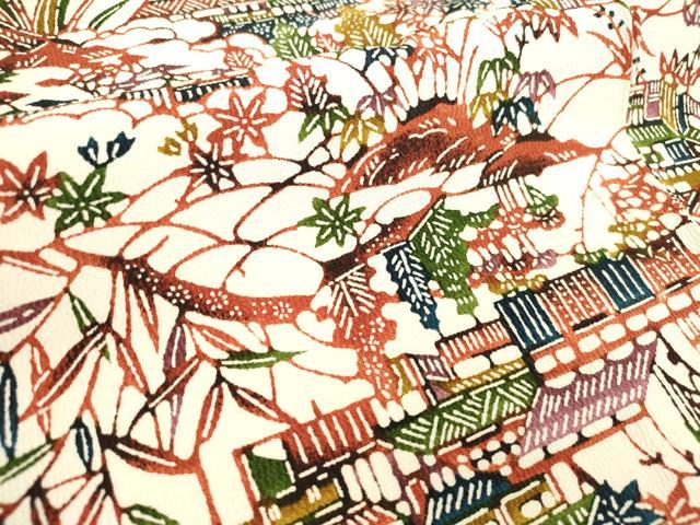 平和屋着物■上質な小紋 型染 風景文 松竹梅 正絹 逸品 DAAZ5977ea