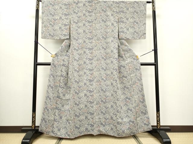 平和屋着物■上質な小紋 型染 舞花文 正絹 逸品 DAAZ5980ea
