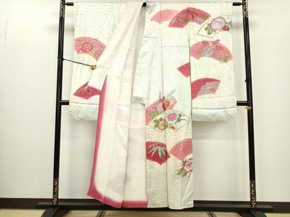 平和屋着物■豪華振袖　刺繍　地紙桐花文　暈し染め　金銀彩　正絹　逸品　DAAZ5989ea