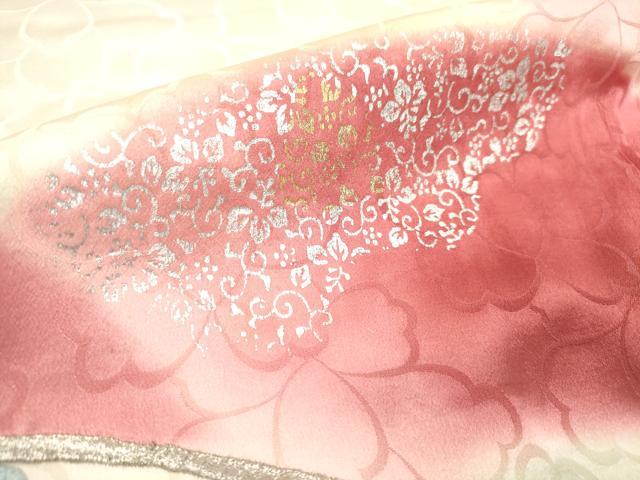 平和屋着物■豪華振袖　刺繍　地紙桐花文　暈し染め　金銀彩　正絹　逸品　DAAZ5989ea