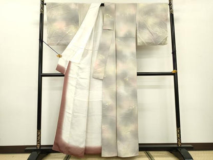 平和屋着物▼上質な小紋　地紋起こし　片輪車文　暈し染　正絹　逸品　DAAZ6012fe