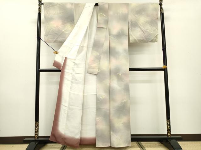 平和屋着物▼上質な小紋　地紋起こし　片輪車文　暈し染　正絹　逸品　DAAZ6012fe