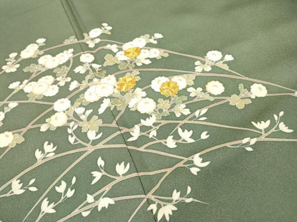 平和屋着物●訪問着　駒刺繍　草花　金彩　正絹　逸品　DAAZ6027fe
