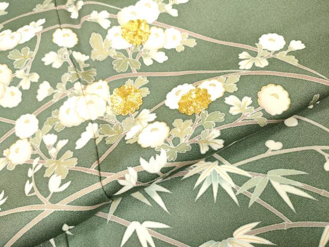 平和屋着物●訪問着　駒刺繍　草花　金彩　正絹　逸品　DAAZ6027fe