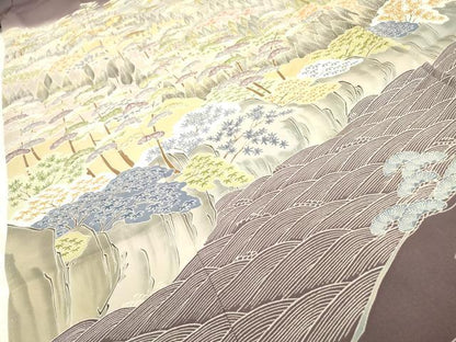 平和屋着物●豪華色留袖　駒刺繍　風景松文　暈し染　正絹　逸品　DAAZ6035fe