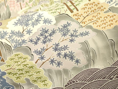 平和屋着物●豪華色留袖　駒刺繍　風景松文　暈し染　正絹　逸品　DAAZ6035fe