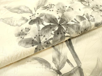 平和屋着物▼六通柄袋帯 ふくれ織 手描き 草花 正絹 逸品 DAAZ6099fe