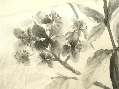 平和屋着物▼六通柄袋帯 ふくれ織 手描き 草花 正絹 逸品 DAAZ6099fe