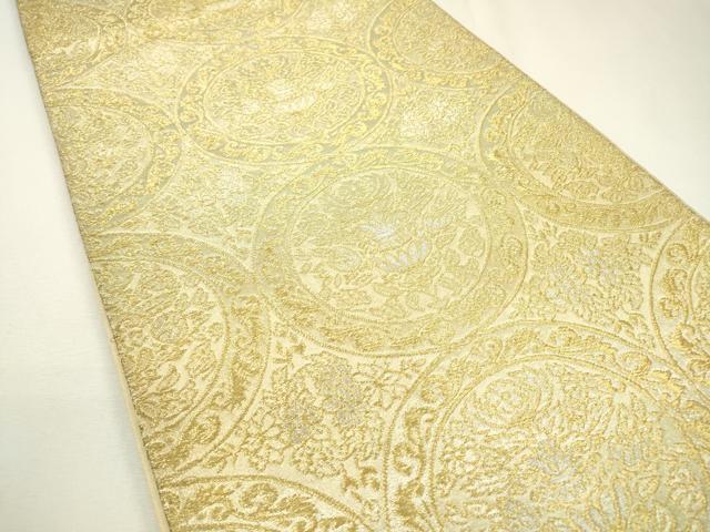 平和屋着物▼六通柄袋帯　飾花絵皿文　金銀糸　正絹　逸品　DAAZ6102fe
