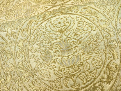 平和屋着物▼六通柄袋帯　飾花絵皿文　金銀糸　正絹　逸品　DAAZ6102fe