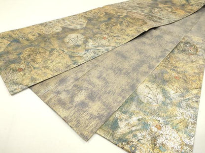 平和屋着物▼六通柄袋帯　花丸文　金銀糸　正絹　逸品　DAAZ6113fe
