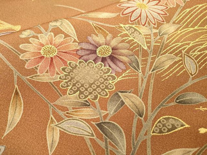 平和屋着物■上質な小紋　扇花松文　暈し染め　金彩　正絹　逸品　DAAZ6213fe