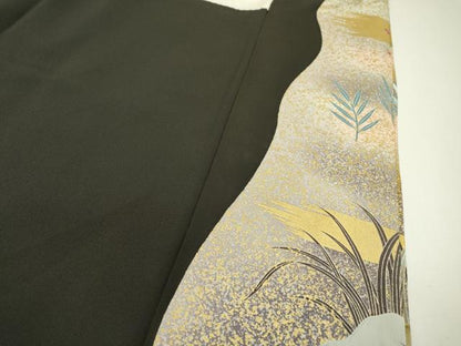 平和屋着物■豪華黒留袖　駒刺繍　飛鶴枝花松文　暈し染め　金彩　正絹　逸品　DAAZ6230fe