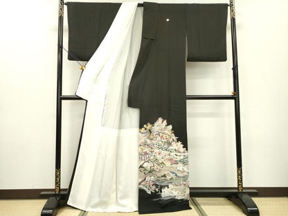 平和屋着物■豪華黒留袖　友禅　作家物　風景文　正絹　逸品　DAAZ6235fe