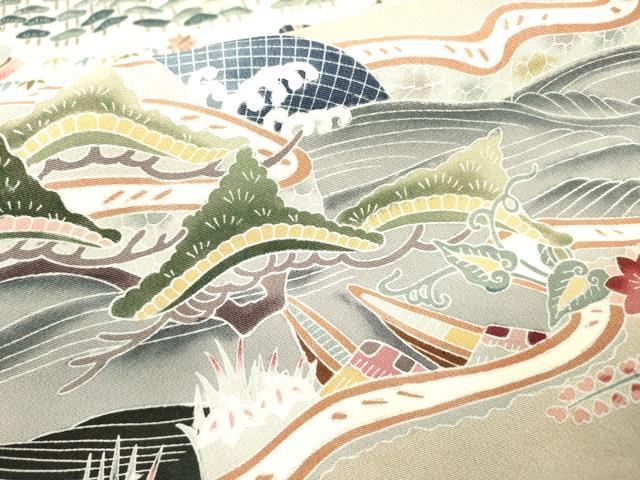 平和屋着物■豪華黒留袖　友禅　作家物　風景文　正絹　逸品　DAAZ6235fe