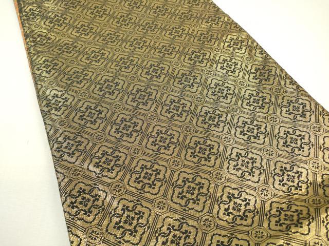 平和屋着物▼佐賀錦　両面　六通柄袋帯　藤花房松文　金糸　正絹　逸品　DAAZ6322fe