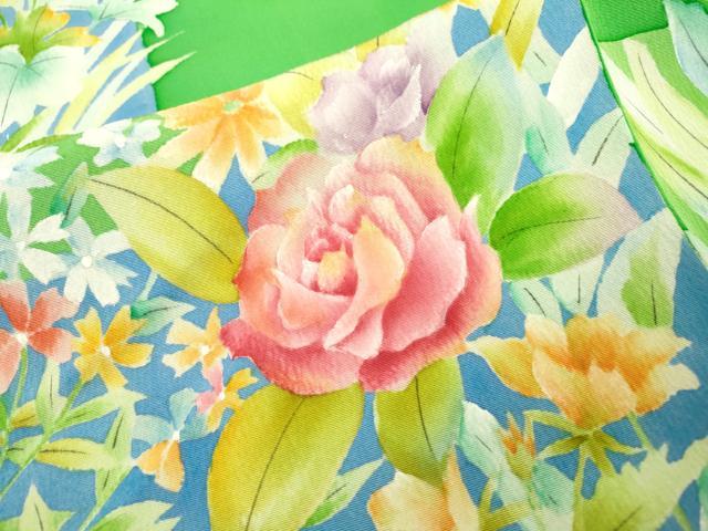 平和屋着物▼訪問着　手描き　短冊花文　暈し染め　正絹　逸品　DAAZ6353fe