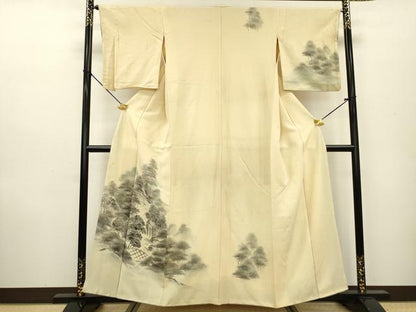 平和屋着物▼訪問着　手描き　風景文　暈し染め　正絹　逸品　DAAZ6365fe