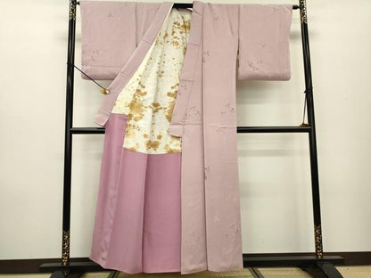 平和屋着物▼上質な小紋　地紋起こし　舞花文　正絹　逸品　DAAZ6399fe