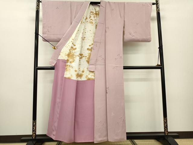 平和屋着物▼上質な小紋　地紋起こし　舞花文　正絹　逸品　DAAZ6399fe