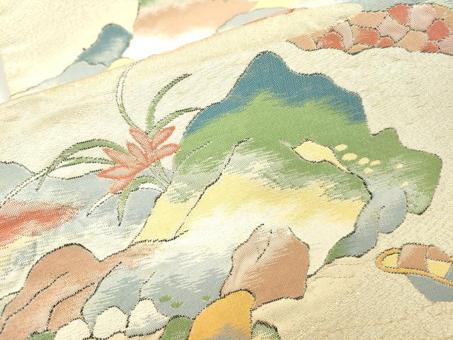 平和屋着物▼六通柄袋帯　風景文　金糸　正絹　逸品　DAAZ6433fe