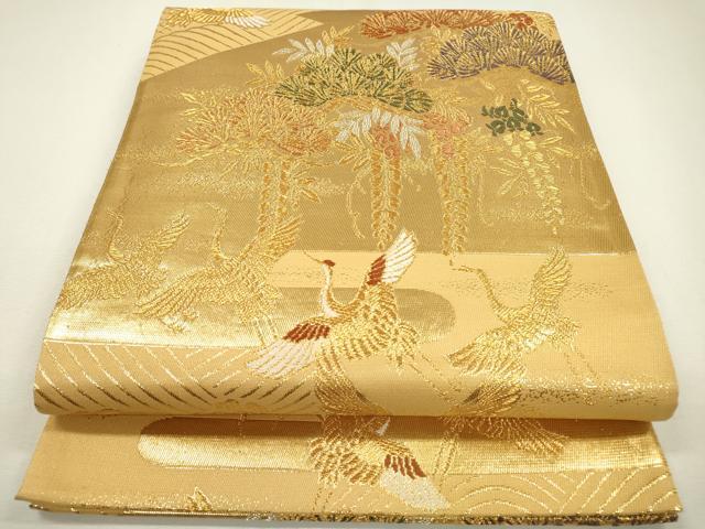 平和屋着物▼六通柄袋帯　唐織　飛鶴藤花房松文　金銀糸　正絹　逸品　DAAZ6450fe
