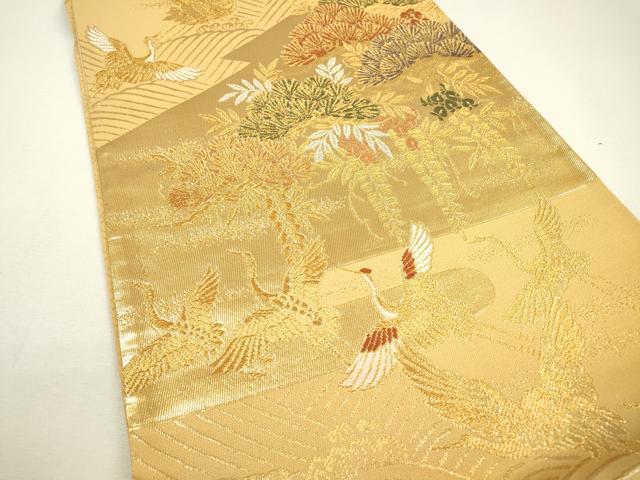 平和屋着物▼六通柄袋帯　唐織　飛鶴藤花房松文　金銀糸　正絹　逸品　DAAZ6450fe