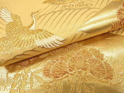 平和屋着物▼六通柄袋帯　唐織　飛鶴藤花房松文　金銀糸　正絹　逸品　DAAZ6450fe