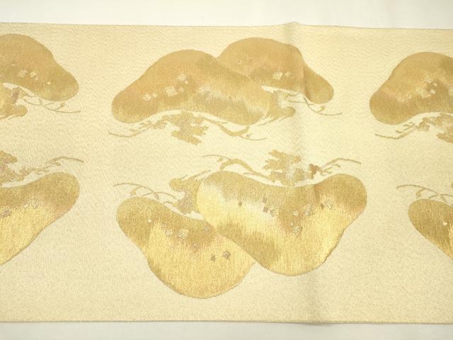 平和屋着物▼綴れ　六通柄袋帯　箔散らし松文　金糸　正絹　逸品　DAAZ6496fe