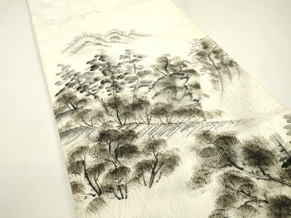平和屋着物▼六通柄袋帯　ふくれ織　手描き　風景文　正絹　逸品　DAAZ6501fe