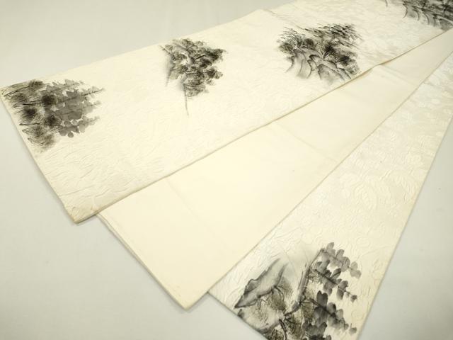 平和屋着物▼六通柄袋帯　ふくれ織　手描き　風景文　正絹　逸品　DAAZ6501fe