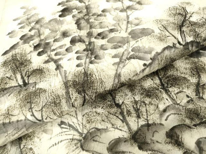 平和屋着物▼六通柄袋帯　ふくれ織　手描き　風景文　正絹　逸品　DAAZ6501fe