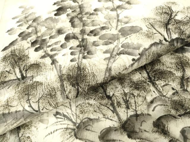 平和屋着物▼六通柄袋帯　ふくれ織　手描き　風景文　正絹　逸品　DAAZ6501fe