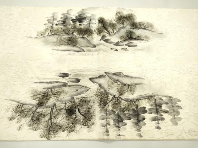平和屋着物▼六通柄袋帯　ふくれ織　手描き　風景文　正絹　逸品　DAAZ6501fe