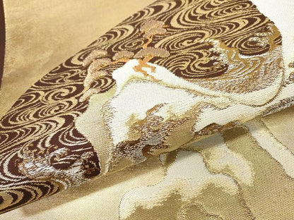 平和屋着物▼六通柄袋帯　流水松文　金銀糸　引箔　正絹　逸品　DAAZ6527fe