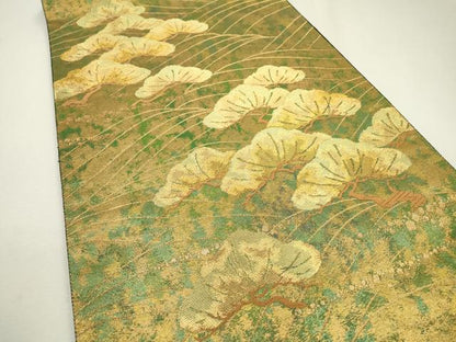 平和屋着物▼六通柄袋帯　唐織　錦繍寿松文　金糸　引箔　正絹　逸品　DAAZ6528fe