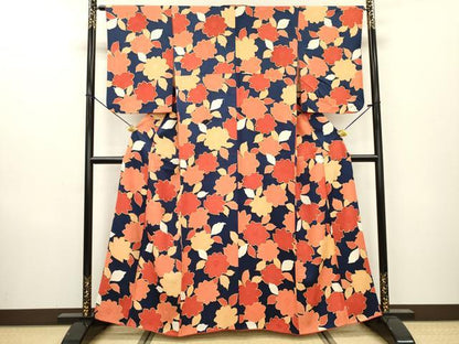 平和屋着物▼上質な小紋　地紋起こし　草花　正絹　逸品　DAAZ6533fe