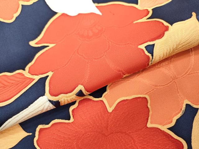 平和屋着物▼上質な小紋　地紋起こし　草花　正絹　逸品　DAAZ6533fe