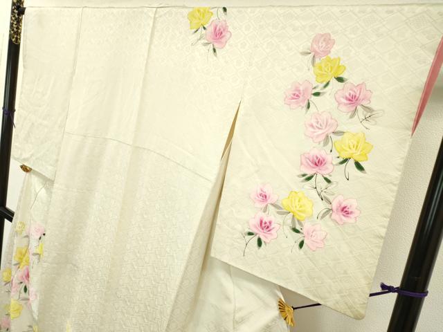 平和屋着物▼訪問着　手描き　草花　正絹　逸品　DAAZ6545fe