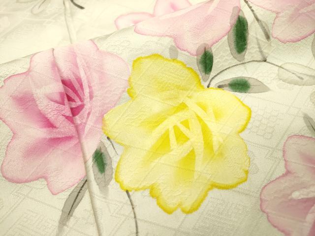 平和屋着物▼訪問着　手描き　草花　正絹　逸品　DAAZ6545fe