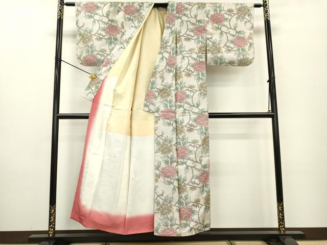平和屋着物▼上質な紬　花唐草文　正絹　逸品　DAAZ6551fe
