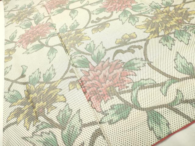 平和屋着物▼上質な紬　花唐草文　正絹　逸品　DAAZ6551fe