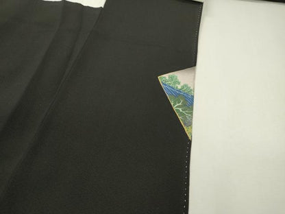 平和屋着物▼豪華黒留袖 作家物 手描き 地紙風景文 金彩 正絹 逸品 DAAZ6556fe
