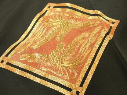 平和屋着物▼豪華黒留袖　駒刺繍　総刺繍　鳳凰菱文　金糸　正絹　逸品　DAAZ6564fe