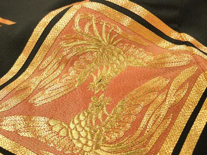 平和屋着物▼豪華黒留袖　駒刺繍　総刺繍　鳳凰菱文　金糸　正絹　逸品　DAAZ6564fe